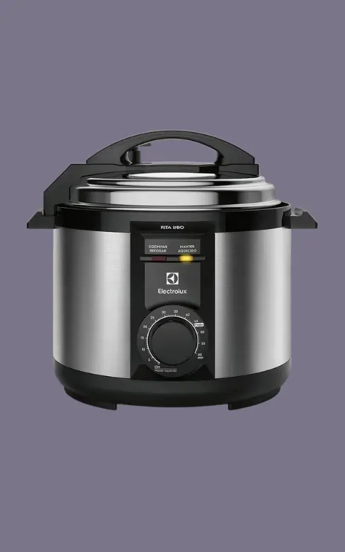 Panela pressão elétrica Electrolux capacidade 5L silenciosa, segura 9 travas, segurança timer feijão manter aquecido, alça antitérmica PCE20 inox 127v por Rita Lobo